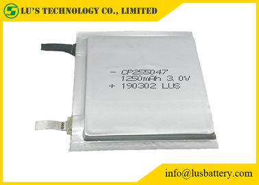 リチウム電池CP255047の使い捨て可能で薄い細胞3.0v 1250mAhのリチウム イオン電池