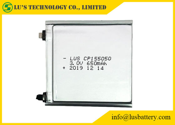SMT PCBのためのタブ ターミナル650mah LiMnO2電池3v Cp155050の薄い細胞