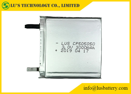 3.0 V CP505050 3000mah Limno2の薄い電池の使い捨て可能な袋の細胞