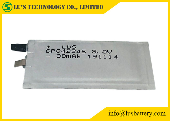 3V 30mAh第一次李の電池RFIDは超クレジット カードのためのCP042345 UL1642を薄くする
