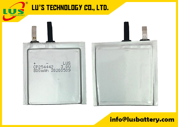 RFIDロック装置のための超薄い3.0V LiMnO2電池CP254442 800mah Lipo電池