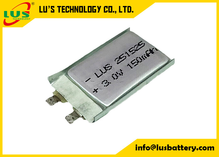 カード塗布のためのCP251525高い比率電池3.0v 150mah Limno2の袋の細胞PTCの安全