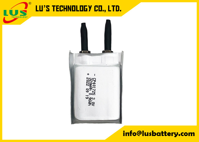 CP401825 ポリマーバッテリー 3.0V 320mah Li MnO2 超薄膜バッテリー CP401725 追跡用のフラットバッテリー