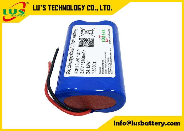 1S2P リチウムイオン充電電池 ICR18650 INR18650 リチウムイオン電池 3.7v 3.6V 6700mah リチウム電池