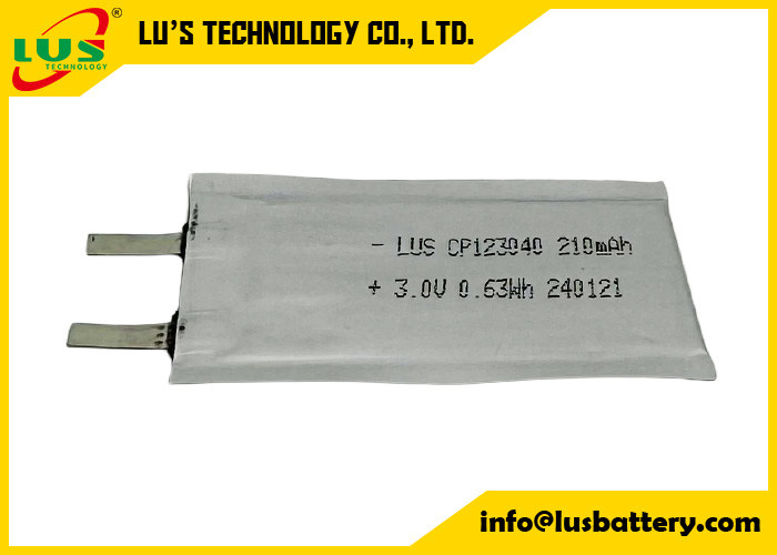 Cp123040 超薄型プライマリリチウム電池 3.0 ボルト 210mAh Li-Mno2電池 パーソナライズ