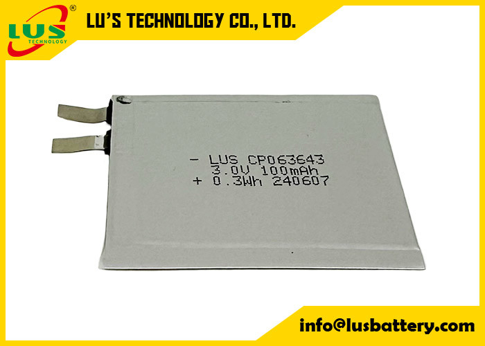 CP063643 3.0ボルト 100mAh 小型リチウム電池 3V CP063643 IOT/RFID用超薄電池