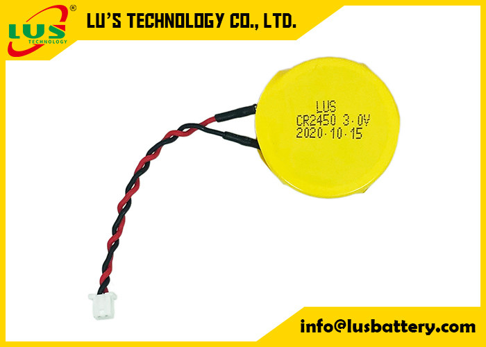 2Pコネクターが付いている3v 600mah Limno2電池のパック65mmワイヤーCR2450-1P PCB SMT